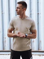 Men's T-shirt without print, beige RX5610