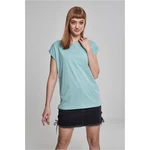 Women's blue T-shirt with extended shoulder