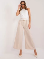 Light beige wide trousers with pockets