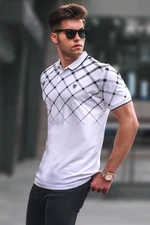 Madmext Men's White Buttoned Polo Neck T-Shirt 5867