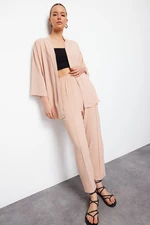 Trendyol Stone Woven Kimono Trousers Two Piece Set