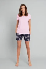 Women's pajamas Celestina, short sleeves, short legs - pink/print