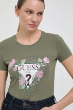 Tričko Guess FLORAL dámsky, zelená farba, W4RI28 J1314