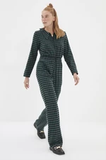 Trendyol Green Checkered Zipper Jumpsuit