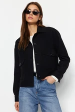 Trendyol Black Oversized Stamped Jacket Coat