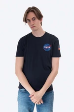 Bavlněné tričko Alpha Industries Space Shuttle T tmavomodrá barva, s potiskem, 176507.07-navy