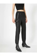 Koton Dámske čierne vreckové detailné nohavice