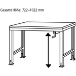 Manuflex AU9087.3003 Pracovný základný stôl UNIVERSAL Ergo K s plastovou doskou, š xhxv = 1750 x 800 x 722-1022 mm  Farb