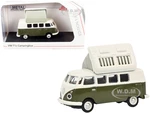 Volkswagen T1 Camper Bus with Pop-Top Roof Green and Cream 1/87 (HO) Diecast Model by Schuco