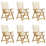 Folding Garden Chairs 6 pcs with Cushions Solid Acacia Wood