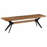 Dining Bench Solid Acacia Wood and Steel 63"x15.7"x17.7"