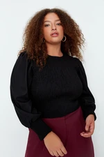 Trendyol Curve Black Gippe Blouse with Balloon Sleeves