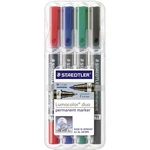 Staedtler Lumocolor duo 348 WP4 permanentný popisovač červená, modrá, zelená, čierna Vodotesné: áno