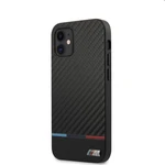 BMW PU Carbon Tricolor Line Tok  iPhone 12 mini, Black