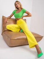 RUE PARIS yellow fabric trousers with high waist