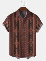 Mens Ethnic Horizons Printed Short Sleeve Front Buttons Shirts