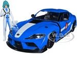 2020 Toyota Supra Blue with Graphics and Max Sterling Diecast Figurine "Robotech" "Hollywood Rides" Series 1/24 Diecast Model Car by Jada