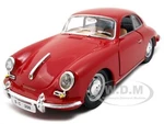 1961 Porsche 356 B Coupe Red 1/24 Diecast Model Car by Bburago