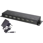 Renkforce  7 portů USB 2.0 hub kovový ukazovateľ, pre montáž na stenu čierna