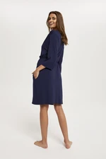 Women's Song Bathrobe with 3/4 Sleeves - Navy Blue