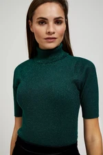 Turtleneck sweater decorated with metallic thread