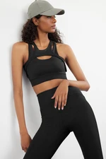 Trendyol Black Support/Shaping Barter Neck Knitted Sports Bra