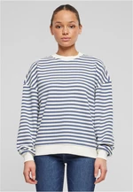 Women's Oversized Striped Sweatshirt - Cream/Vintage Blue
