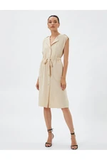 Koton Midi Shirt Dress Sleeveless with Tie Waist Detail