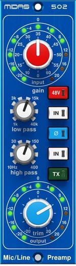 Midas Microphone Preamplifier 502 V2 Preamplificatore Microfonico