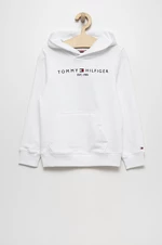 Dětská bavlněná mikina Tommy Hilfiger bílá barva, s aplikací