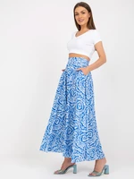 RUE PARIS flared white-blue maxi skirt