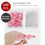 100 Pcs Flower Glue Ring Holder For Grafting Eyelash Disposable Round Heart Shap Different Size Glues Holder Makeup Tools