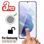 3 Pcs For Samsung Galaxy S23 S22 S21 Plus Note 20 Fingerprint Unlock Tempered Glass Film Screen Protector