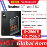 Realme GT NEO3 Global ROM 12GB 256GB 5G Smartphone 80/150W Charge Dimensity 8100 120HZ AMOLED Screen 4500mAh