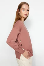 Trendyol Pale Pink Sweter z dzianiny z dekoltem w serek