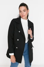 Trendyol Black Shiny Button Detailed Stamp Coat