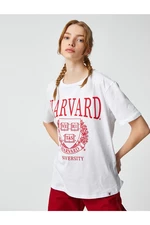 Koton Harvard T-shirt with a Printed Licensed Short Sleeve Crew Neck.