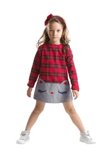 mshb&g Red Plaid Kitten Girl Dress