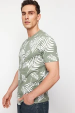 Trendyol Mint Regular/Normal Cut Floral Printed 100% Cotton T-Shirt