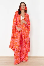 Trendyol Ethnic Patterned Belted Maxi Woven Kimono&Kaftan