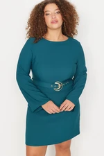 Trendyol Curve Emerald Green Woven Dress With A Belt