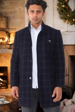 PLT8367 DEWBERRY MEN'S COAT-PATTERNED LIGHT NAVY BLUE