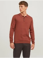 Brick Mens Long Sleeve Jersey Polo T-Shirt Jack & Jones - Men