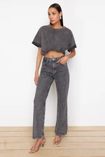 Trendyol Gray High Waist Wide Leg Jeans