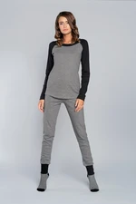 Women's pajamas Sana long sleeves, long pants - melange-black/black