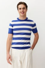 Trendyol Saks Slim-Tight Fit Crew Neck Striped Knitwear T-Shirt