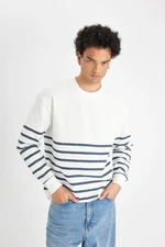 DEFACTO Comfort Fit Crew Neck Striped Sweatshirt