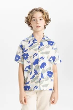 DEFACTO Boys' Oversize Fit Patterned Viscose Short Sleeve Shirt