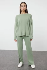 Trendyol Mint Wide Fit Basic Knitwear Top and Bottom Set with Trousers