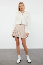 Trendyol Beige Pleated Woven Shorts Skirt